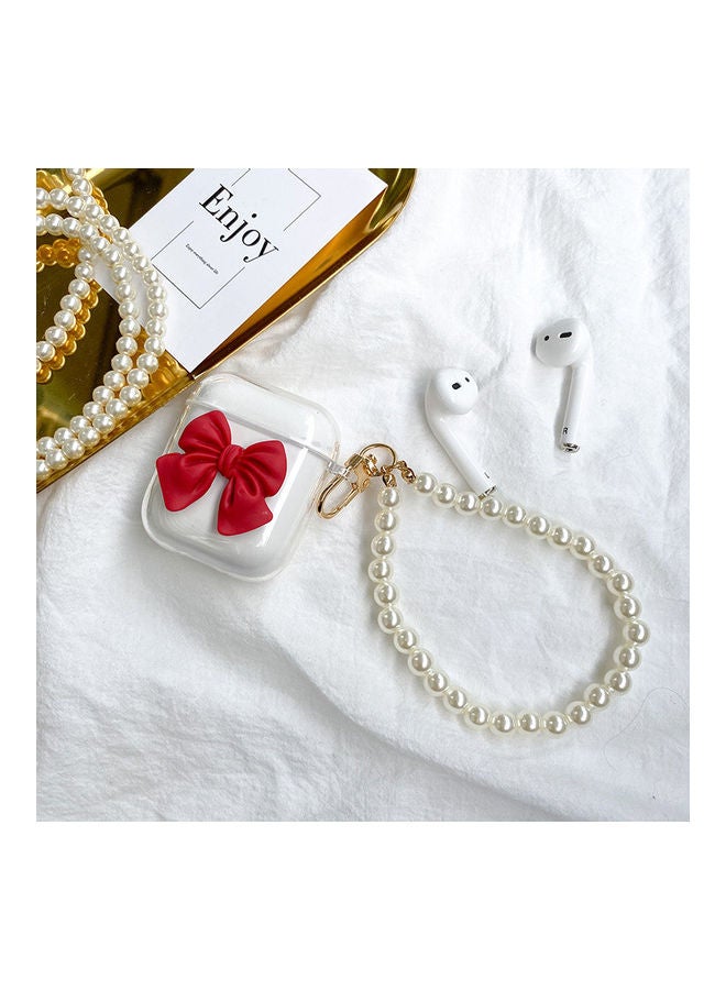 XiuWoo Bow Themed Case Cover With Chain For Apple AirPods 1/2 Clear/Red/White  - Image 2