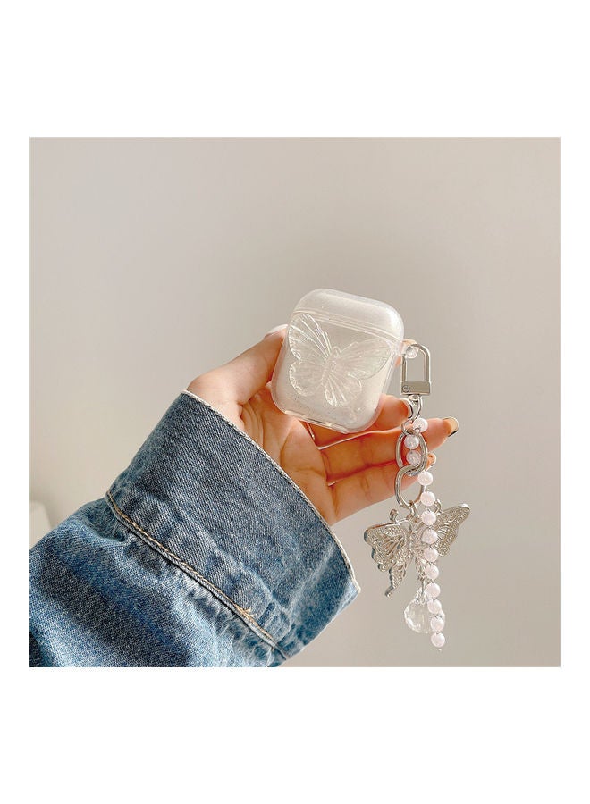 XiuWoo Butterfly Themed Case Cover With Chain For Apple AirPods 1/2 Clear  - Image 2