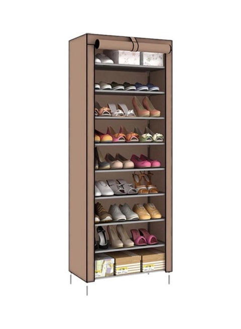 9-Tiers Shoe Cabinet Rack Brown 60x30x160cm