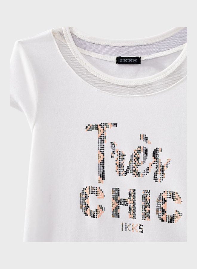 IKKS Logo Print T-Shirt White - Image 2
