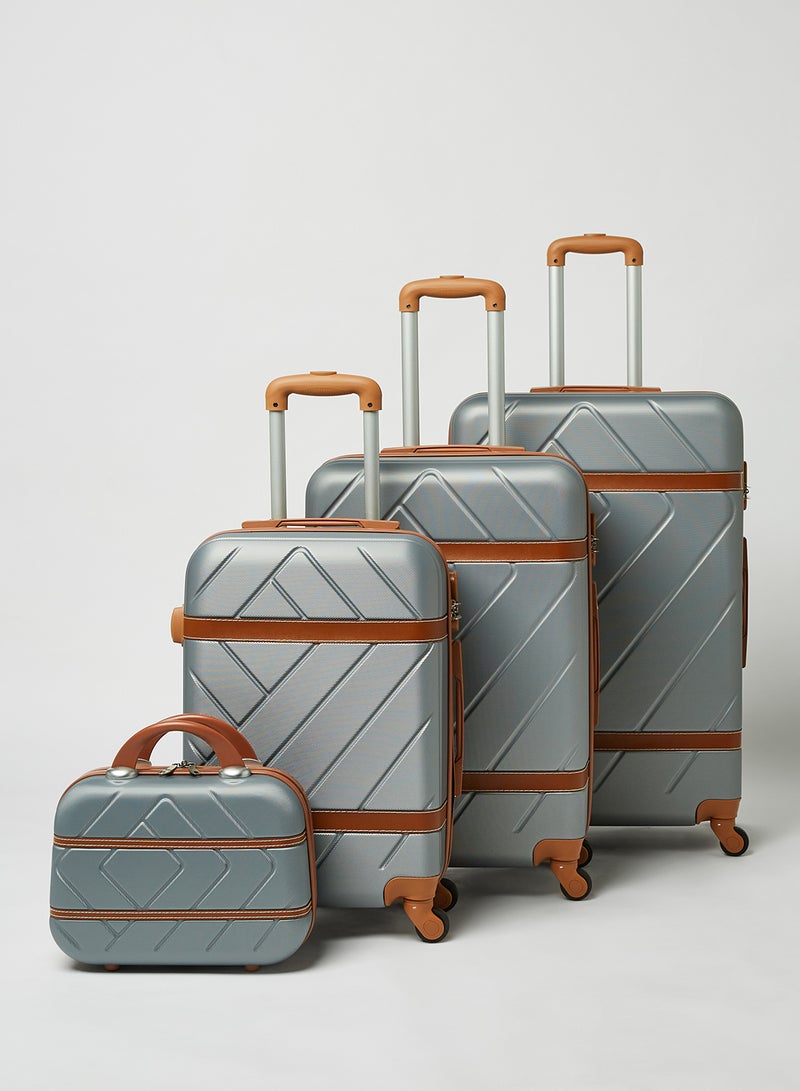 PK - 4-Piece Ultra Light Luggage Set Silver/Orange - Image 1