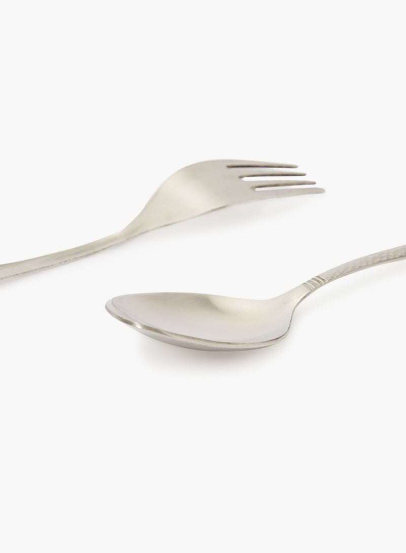 Amal - 16 Pc Set 16 Piece Cutlery Set - Made Of Stainless Steel - Silverware Flatware - Spoons And Forks Set, Spoon Set - Table Spoons, Tea Spoons, Forks, Knives - Serves 4 - Design Silver Aster Silver Aster - Image 1