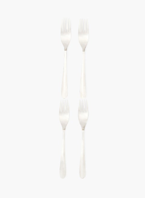 4 Piece Forks Set - Made Of Stainless Steel - Silverware Flatware - Fork Set - Serves 4 - Design Silver Daisy Silver Daisy 4 Pc Fork