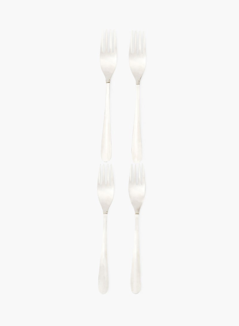 Amal - 4 Piece Forks Set - Made Of Stainless Steel - Silverware Flatware - Fork Set - Serves 4 - Design Silver Daisy Silver Daisy 4 Pc Fork - Image 1
