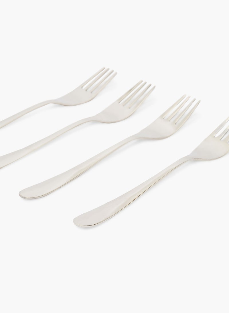 Amal - 4 Piece Forks Set - Made Of Stainless Steel - Silverware Flatware - Fork Set - Serves 4 - Design Silver Daisy Silver Daisy 4 Pc Fork - Image 1