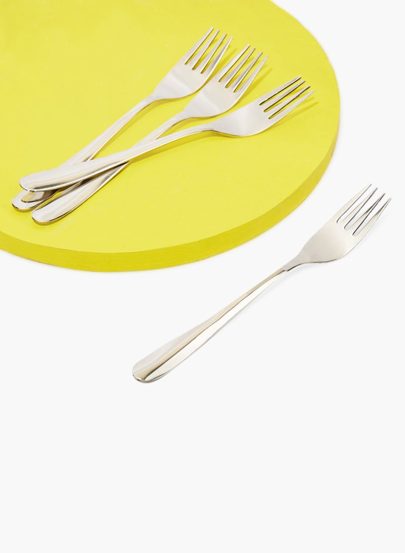 Amal - 4 Piece Forks Set - Made Of Stainless Steel - Silverware Flatware - Fork Set - Serves 4 - Design Silver Daisy Silver Daisy 4 Pc Fork - Image 1