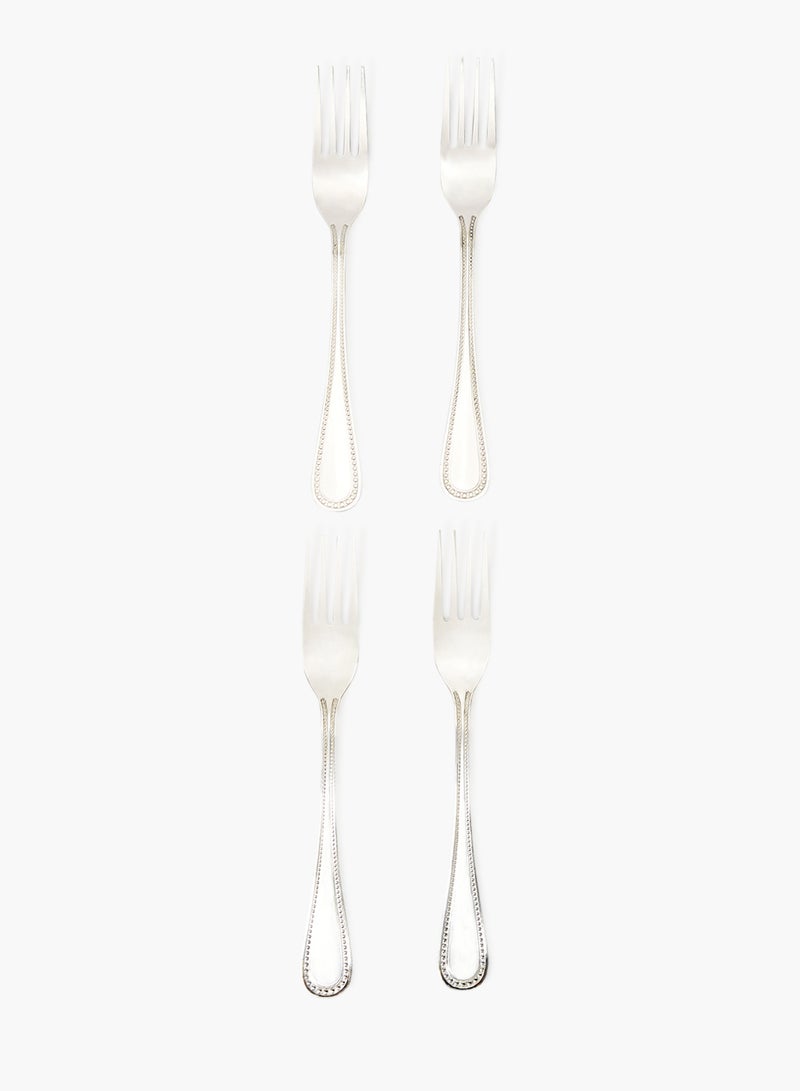 Amal - 4 Piece Forks Set - Made Of Stainless Steel - Silverware Flatware - Fork Set - Serves 4 - Design Silver Mallow Silver Mallow 4 Pc Fork - Image 1