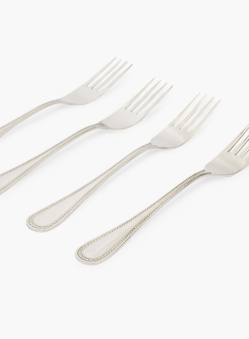 Amal - 4 Piece Forks Set - Made Of Stainless Steel - Silverware Flatware - Fork Set - Serves 4 - Design Silver Mallow Silver Mallow 4 Pc Fork - Image 1