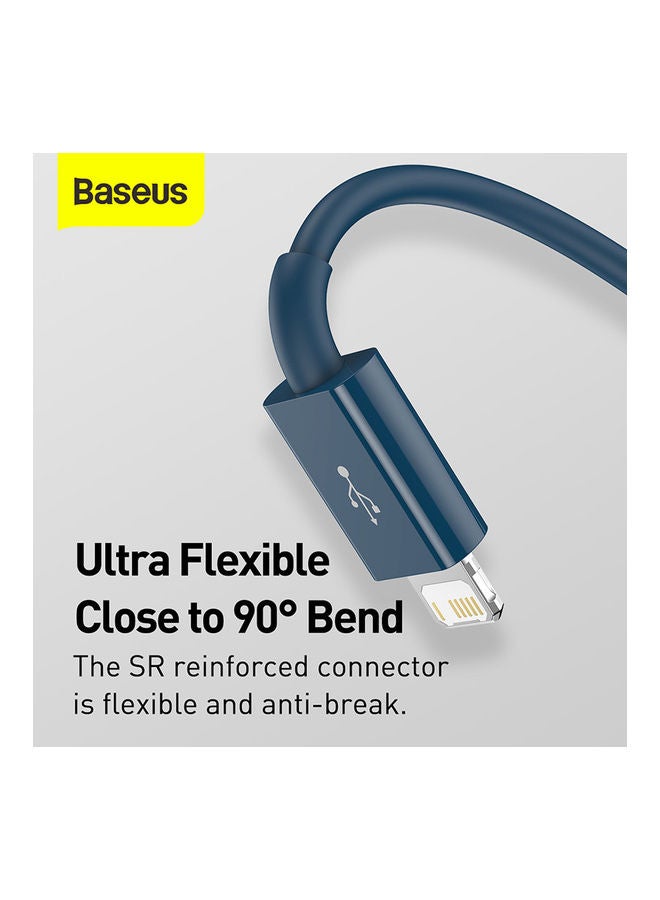 Baseus 3 in 1 Multi Fast Charging Cable, Compatible with iPhone/Type C/Micro USB Connector for iPhone, iPad, Micro USB, Type C Smartphones, Supports Fast Charging, Smart 3 Port Charging Cable Blue - Image 4