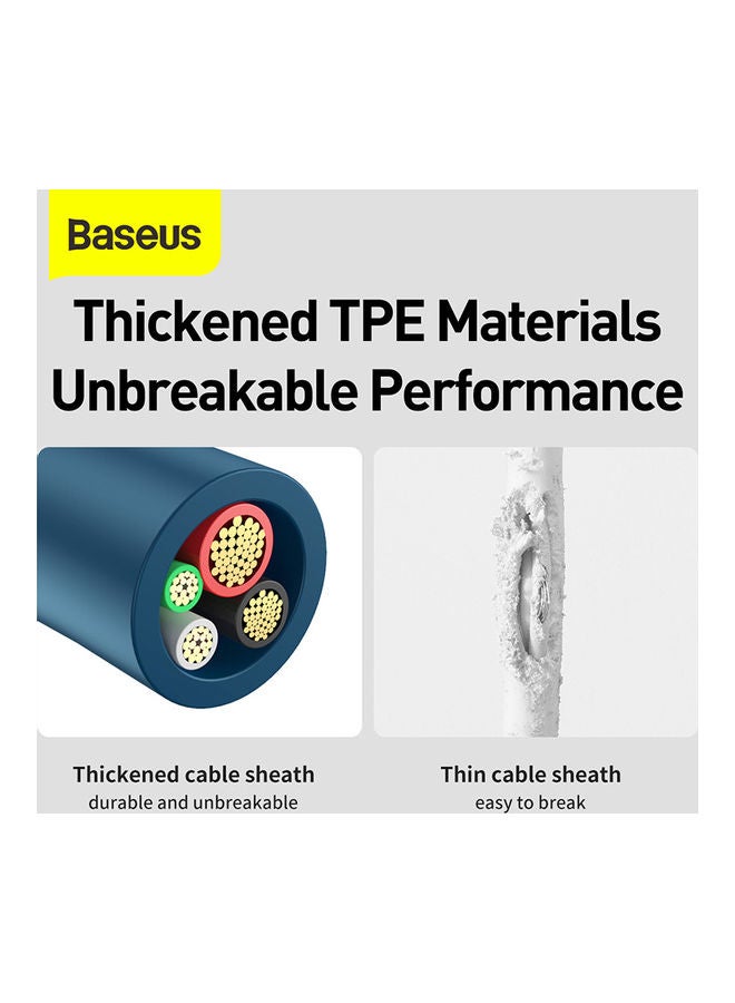 Baseus 3 in 1 Multi Fast Charging Cable, Compatible with iPhone/Type C/Micro USB Connector for iPhone, iPad, Micro USB, Type C Smartphones, Supports Fast Charging, Smart 3 Port Charging Cable Blue - Image 5