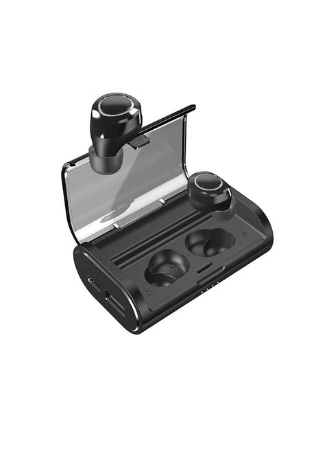 Ultimate TWS Noise Cancellation Earbuds with 2600 mAh Charging Case, 60plus Hours Usage Time, 4plus hours Playing Time, IPX5 Water Resistance, Dual-Driver - HD Audio Quality, Touch Control, Bluetooth 5.0, 2600 mAh Power Bank with USB-A Output Black