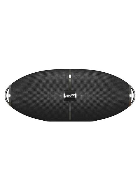 Ultimate PowerSound Bluetooth Speaker with Built-in Power Bank, HD Sound Clarity, 10m Transmission Range, Microphone, FM, Universal Compatibility- Bluetooth/ microSD Card/ USB Drive/ AUX, Rugby Shaped Design, Carrying Strap Black