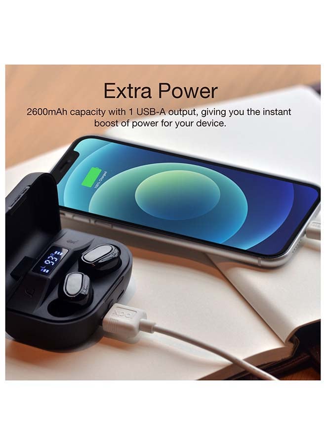 Energizer - Max truewireless Noise Cancelling Earbuds with 2600 mAh Power Bank Capability, 60 Hours Total Usage Time, IPX4 Water Resistance, LCD Display, Touch Control and Bluetooth 5.0 connectivity black - Image 1