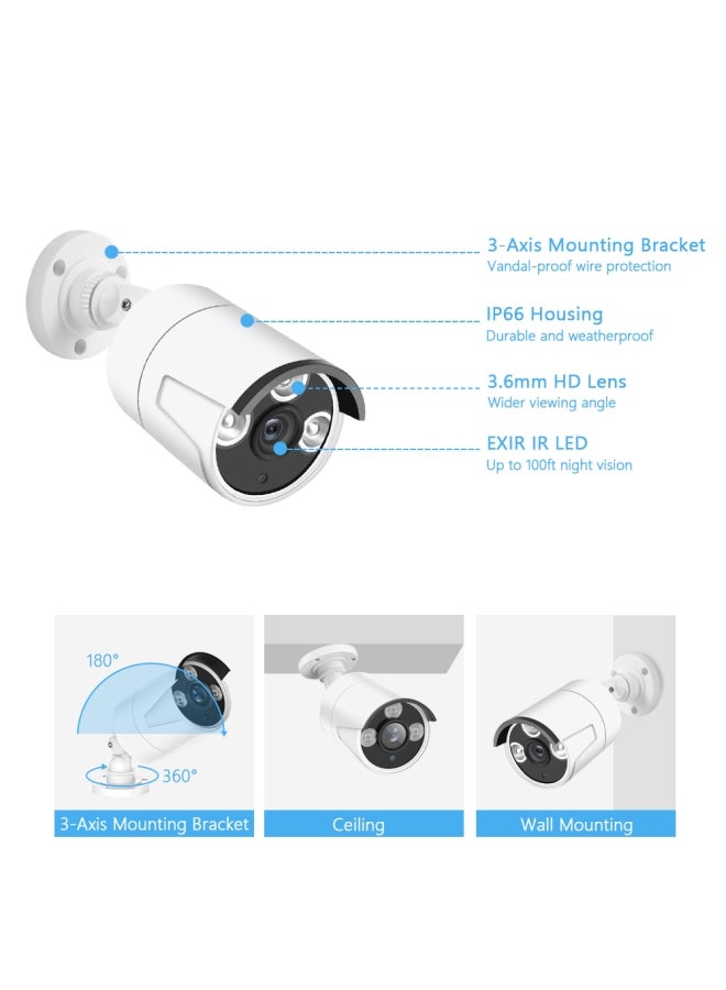 Generic 4-Piece 1080P WiFi IP66 Waterproof Night Vision Surveillance Security Camera System  - Image 2