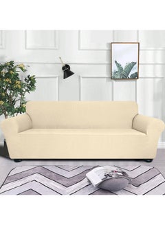 Decdeal Washable Stretch Sofa Cover flannel Beige 40 x 10 x 30cm  - Image 2