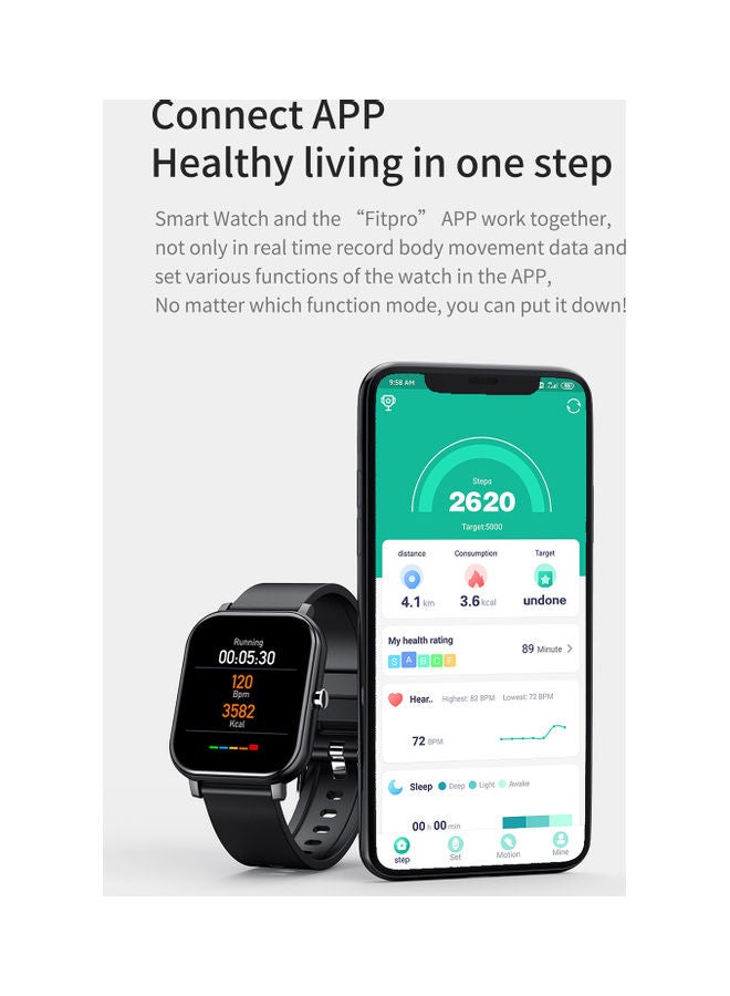 ساعة يد ذكية طراز Y30 مضادة للماء ومزودة بتقنية البلوتوث أسود - Image 5