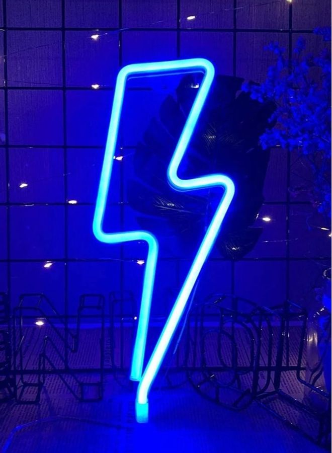Generic LED Lightning Decor Light Neon Sign Blue 34.5x14x1.2cm  - Image 1