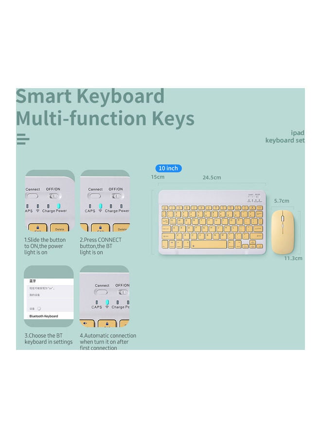 78-Key BT Keyboard and Mouse Set with 3-level DPI Adjustable Yellow/White - Image 3