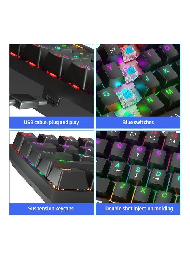 61-Key Compact Wired Mechanical Keyboard with LED Light Effect - Image 3