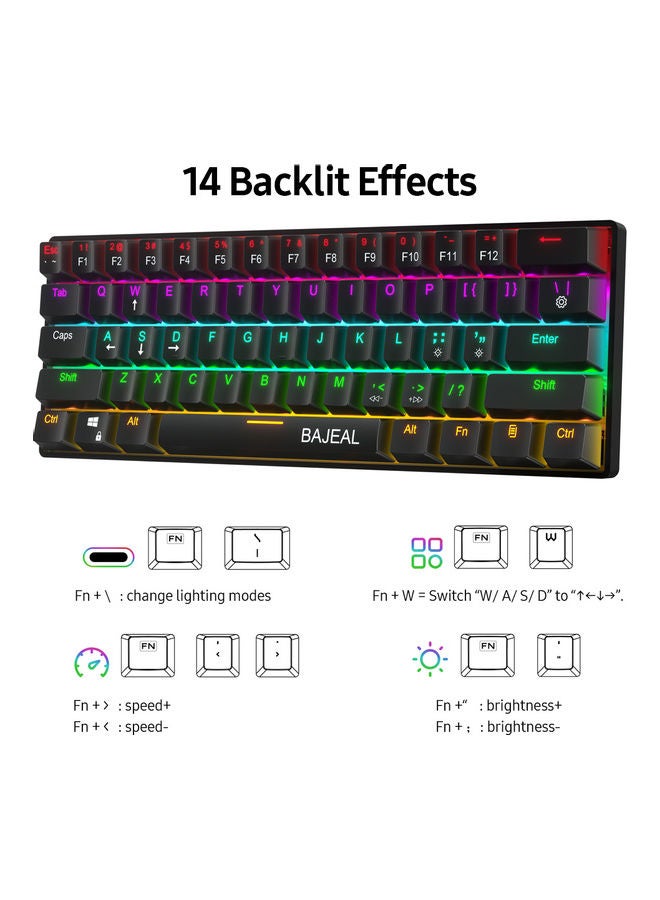 61-Key Compact Wired Mechanical Keyboard with LED Light Effect - Image 4