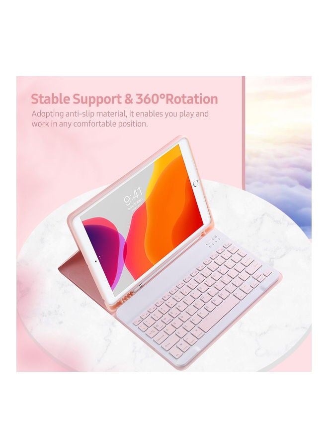 Detachable BT Keyboard Case and Elastic Pen Slot Pink - Image 2