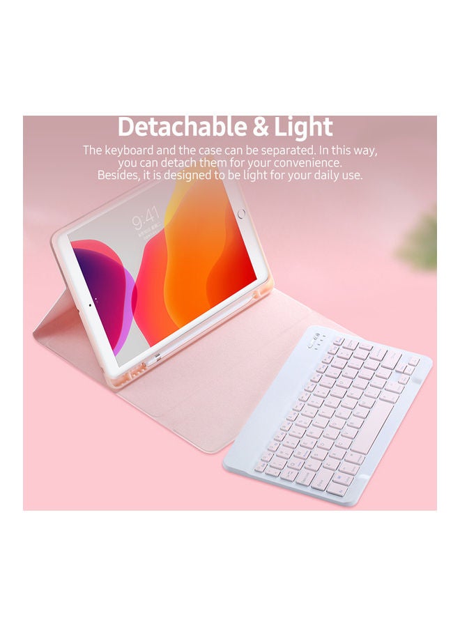 Detachable BT Keyboard Case and Elastic Pen Slot Pink - Image 3