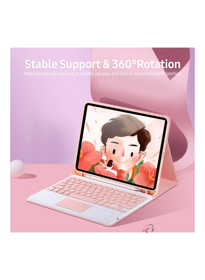 Detachable BT Keyboard Case and Elastic Pen Slot Pink - Image 2