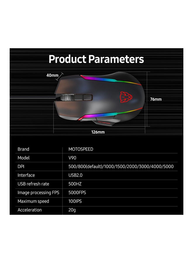 Motospeed Wired RGB Gaming Mouse with 8 Adjustable DPI  - Image 5