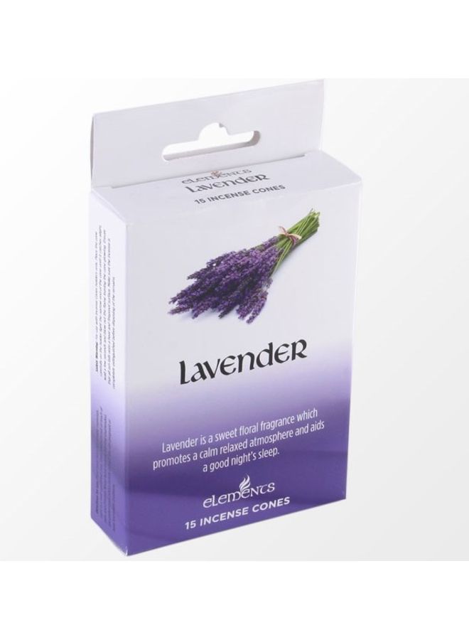 Elements 15-Piece Lavender Incense Cones White/Blue 