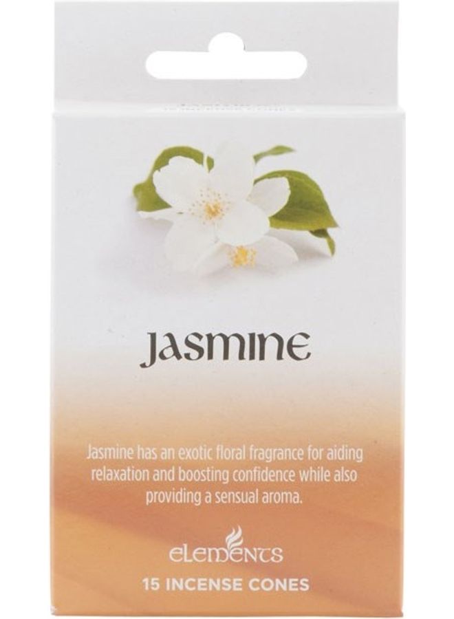 Elements 15-Piece Jasmine Incense Cones White/Beige 