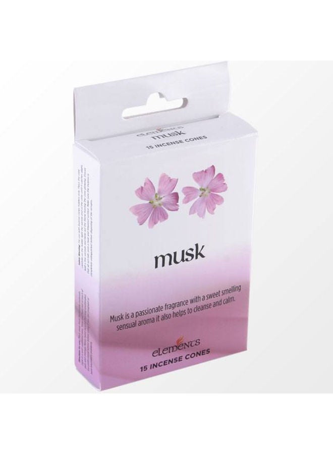 Elements 15-Piece Musk Incense Cones White/Pink 
