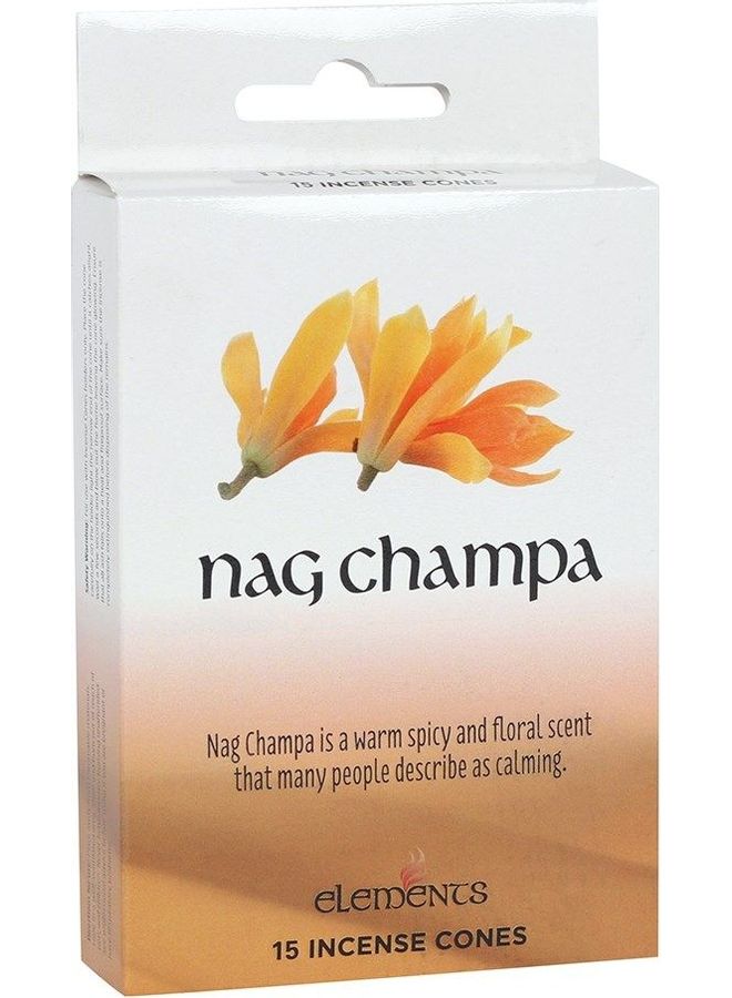 Elements 15-Piece Nag Champa Incense Cones White/Yellow 
