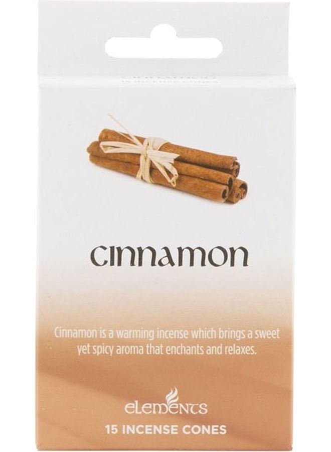Elements 15-Piece Cinnamon Incense Cones Brown 