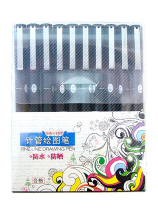 Generic 10-Piece Fine Line Water Marker Drawing Pen Black  - Image 1