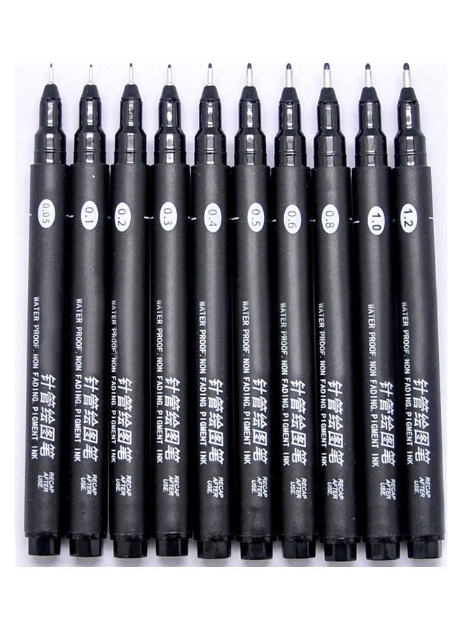 Generic 10-Piece Fine Line Water Marker Drawing Pen Black  - Image 2
