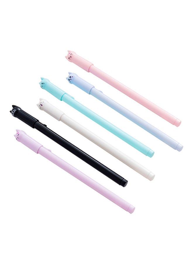 6-Piece Cat Shape 0.5mm Lightweight Creative Gel-Ink Writing Pen For Kids Multicolour - Image 1