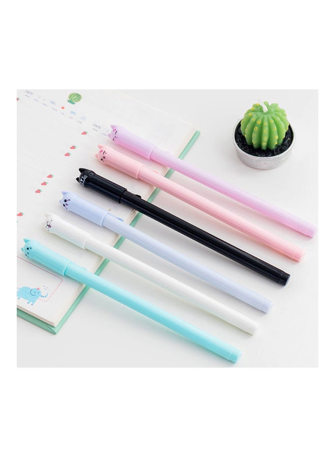 6-Piece Cat Shape 0.5mm Lightweight Creative Gel-Ink Writing Pen For Kids Multicolour - Image 2