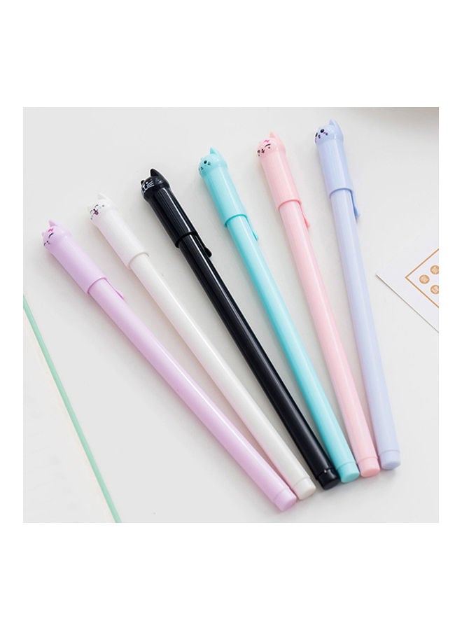 6-Piece Cat Shape 0.5mm Lightweight Creative Gel-Ink Writing Pen For Kids Multicolour - Image 3