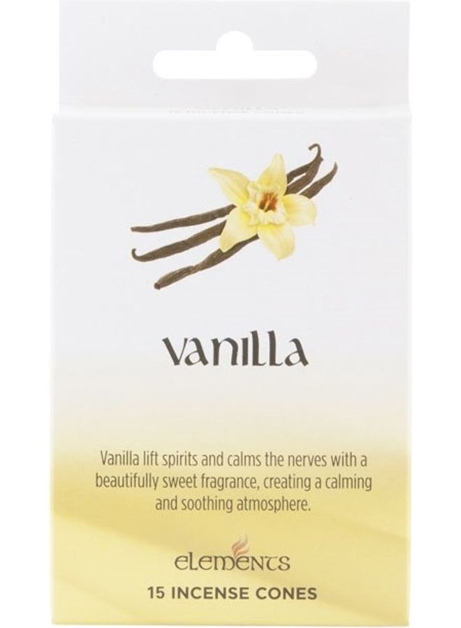 Elements 15-Piece Vanilla Incense Cones Brown 