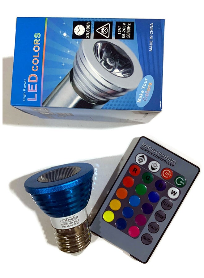moonstar - RGB 16 Color Changing E27 LED Spotlight Bulb With Remote Control Multicolour - Image 1
