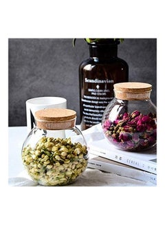 Lushh 4-Piece Glass Storage Jar With Airtight Bamboo Lid Clear/Brown 500ml  - Image 2