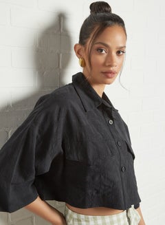 GHOSPELL Boxy Cropped Shirt Black  - Image 3