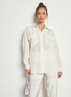 GHOSPELL Open Back Oversized Top Ivory  - Image 2
