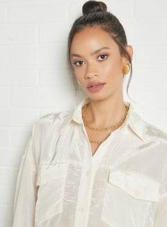 GHOSPELL Open Back Oversized Top Ivory  - Image 3