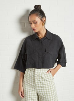 GHOSPELL Boxy Cropped Shirt Black  - Image 1