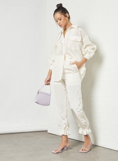 GHOSPELL Crinkled Texture Pants Ivory  - Image 2