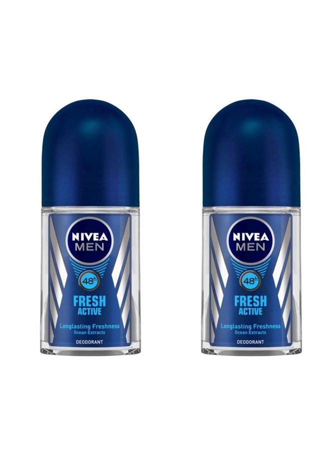Nivea Pack Of 2 Deo Fresh Active Roll On 2x50ml