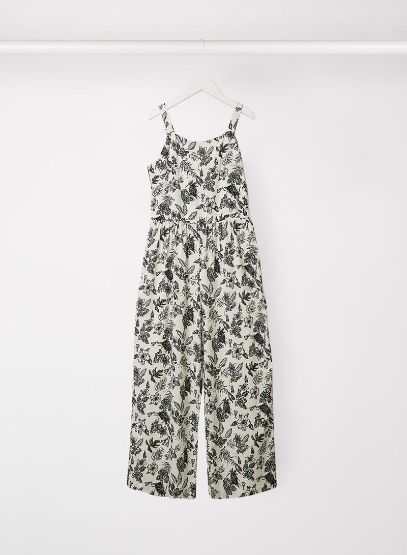 MANGO - Kids/Teen Tropical Print Jumpsuit Off-White - Image 1