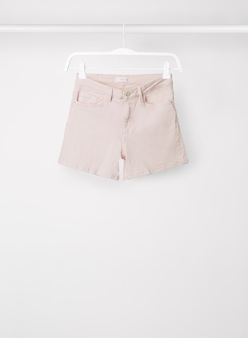 MANGO Teen Denim Shorts Pastel Pink - Image 1