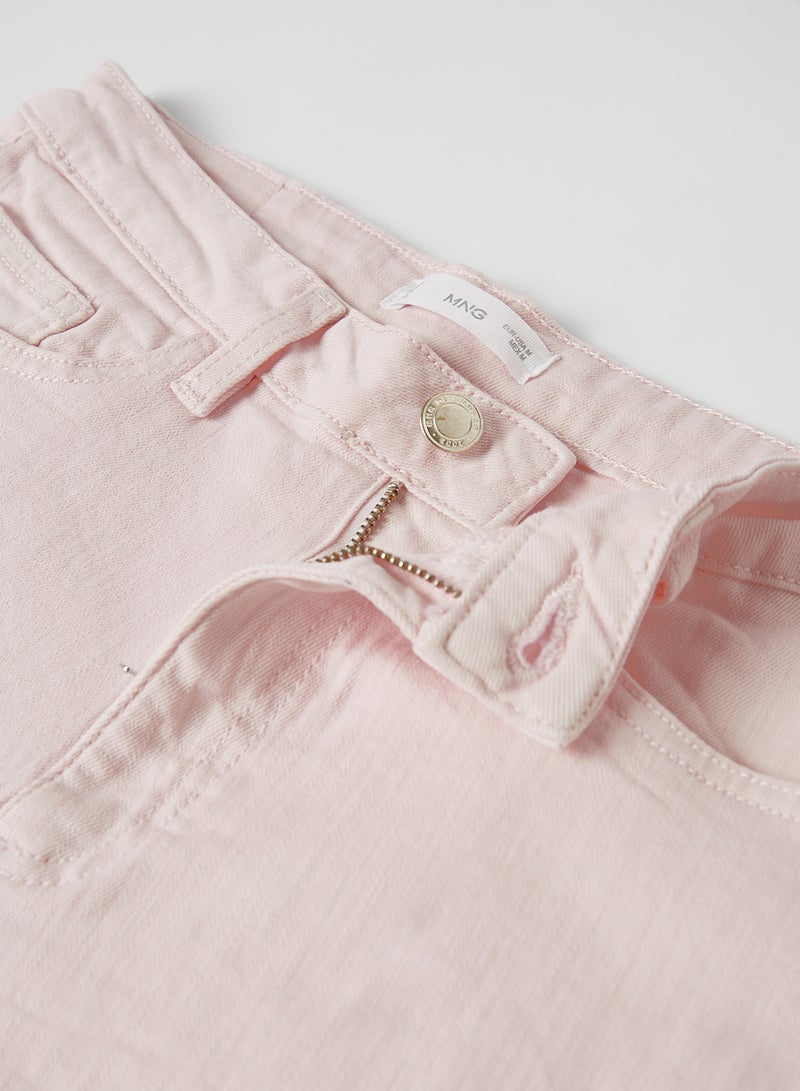 MANGO Teen Denim Shorts Pastel Pink - Image 3